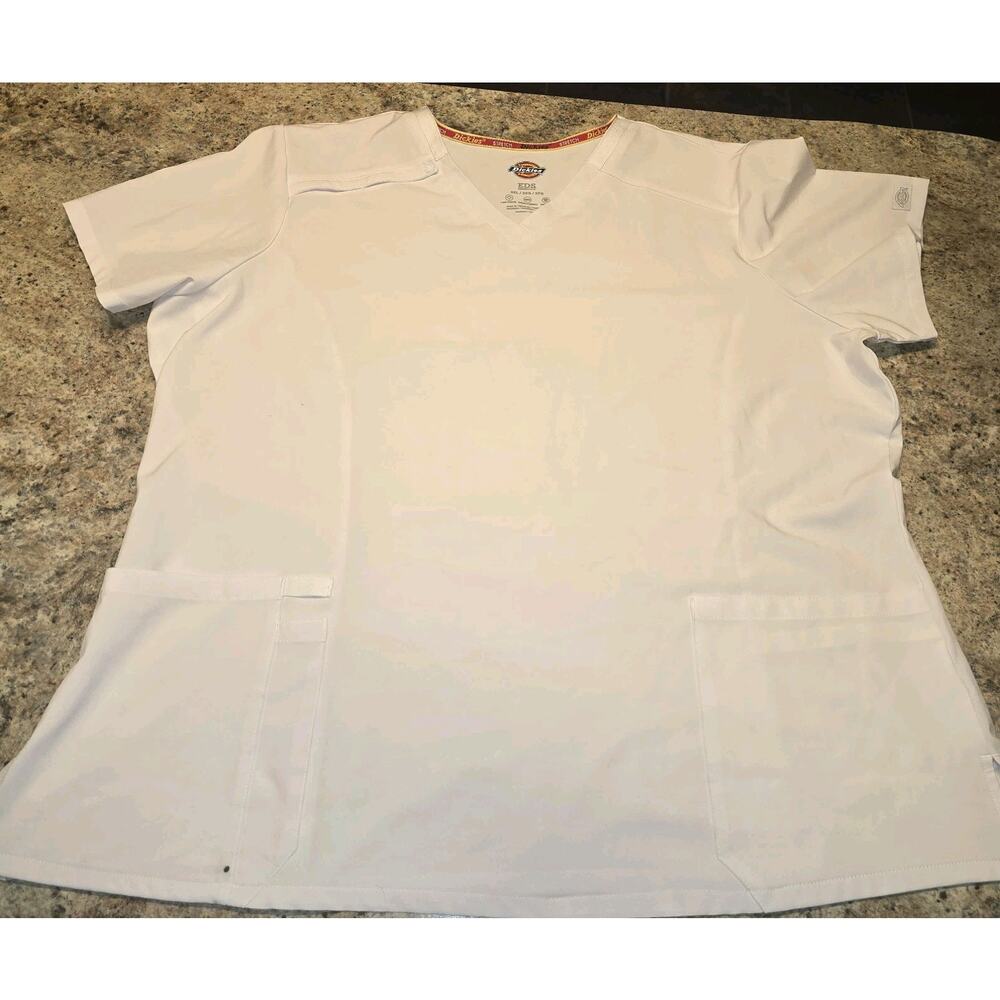 Used Dickies 3X White Scrub‎ Set Medical Scrub Top And Bottom